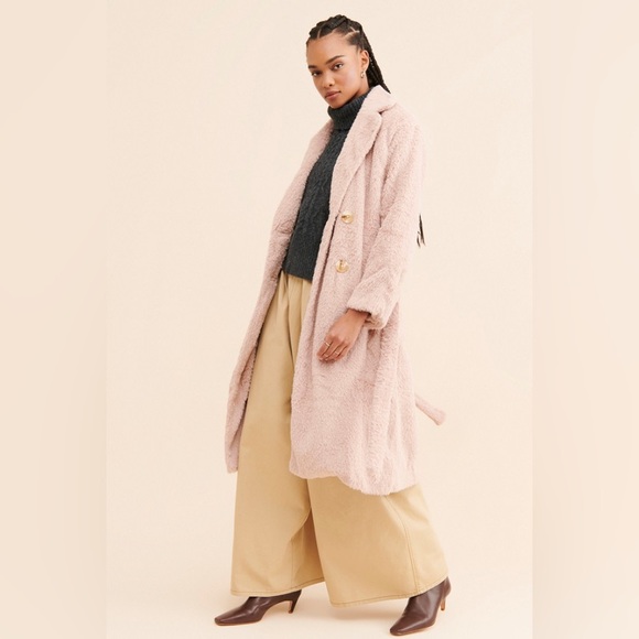 Free People Women’s Cuff It Coat Pink Size Medium NWOT - Picture 4 of 8